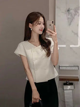 Clothland Women Stylish White Black Blouse