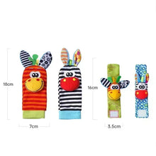 0-12 Months Baby Toy Baby Rattles Toys Animal Socks Wrist Strap +Rattle Kids Foot Socks Bug Wrist Strap Baby Socks Pacifier Toys