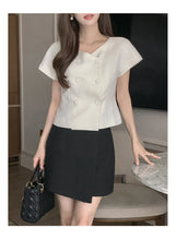 Clothland Women Stylish White Black Blouse