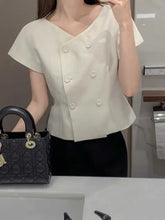 Clothland Women Stylish White Black Blouse