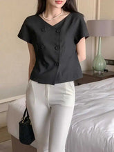 Clothland Women Stylish White Black Blouse