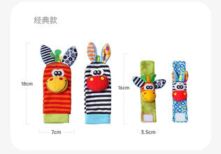 0-12 Months Baby Toy Baby Rattles Toys Animal Socks Wrist Strap +Rattle Kids Foot Socks Bug Wrist Strap Baby Socks Pacifier Toys