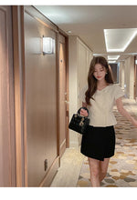 Clothland Women Stylish White Black Blouse